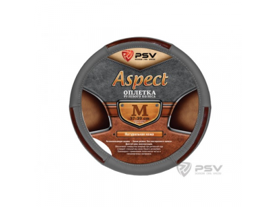 Оплетка на руль кожаная "PSV" ASPECT (Серый) M